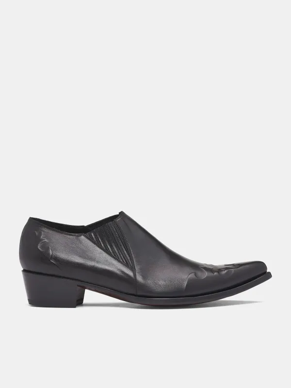 Black Leather Elastic Shoes (RM252-017-SMOOTH-BLACK) sold by lorenzo