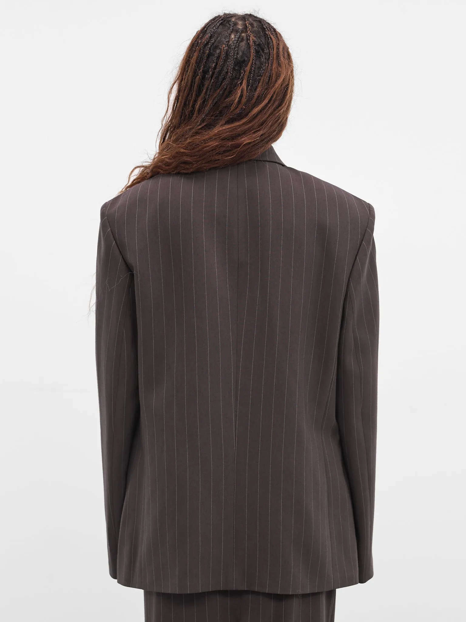Brown Pinstripe Double-Breasted Blazer (BLAZER-04-BROWN-STRIPES) sold by lorenzo product image thumbnail 3