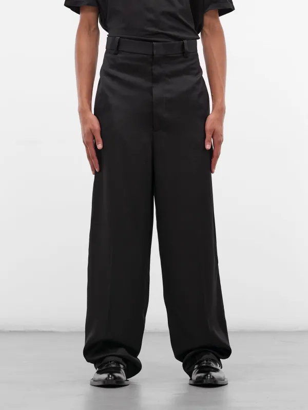 Black Wool Gabardine Wide Trousers (J21KA0280-J65334-001-BLACK) sold by lorenzo