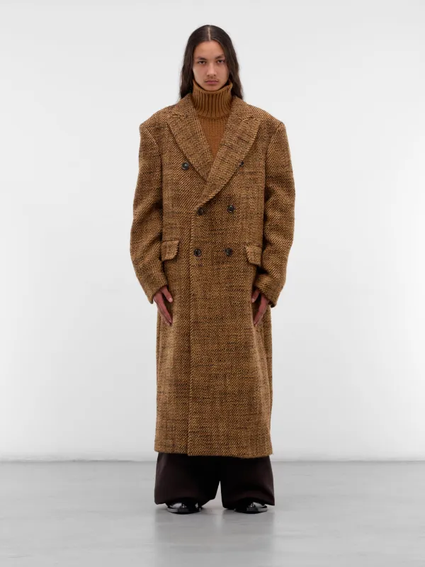 Atlas Brown Wool Tweed Coat (ATLAS-M24W134-PEBBLE-BROWN) sold by lorenzo