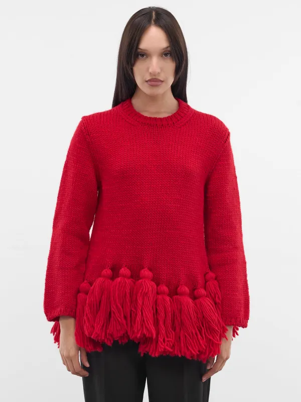 Red Wool Knit Tassel Sweater (GP-N016-W25-RED) sold by lorenzo