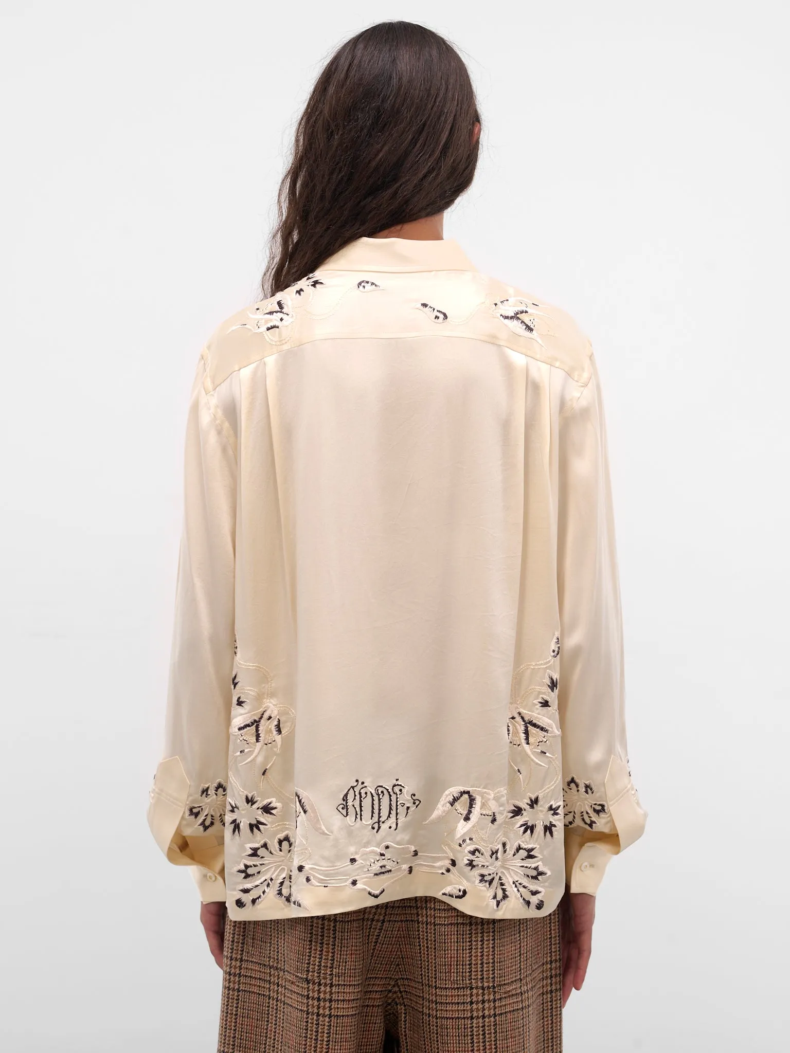 White Phantasm Embroidered Silk Shirt (MRF25SH047-ECRU) sold by lorenzo product image thumbnail 3