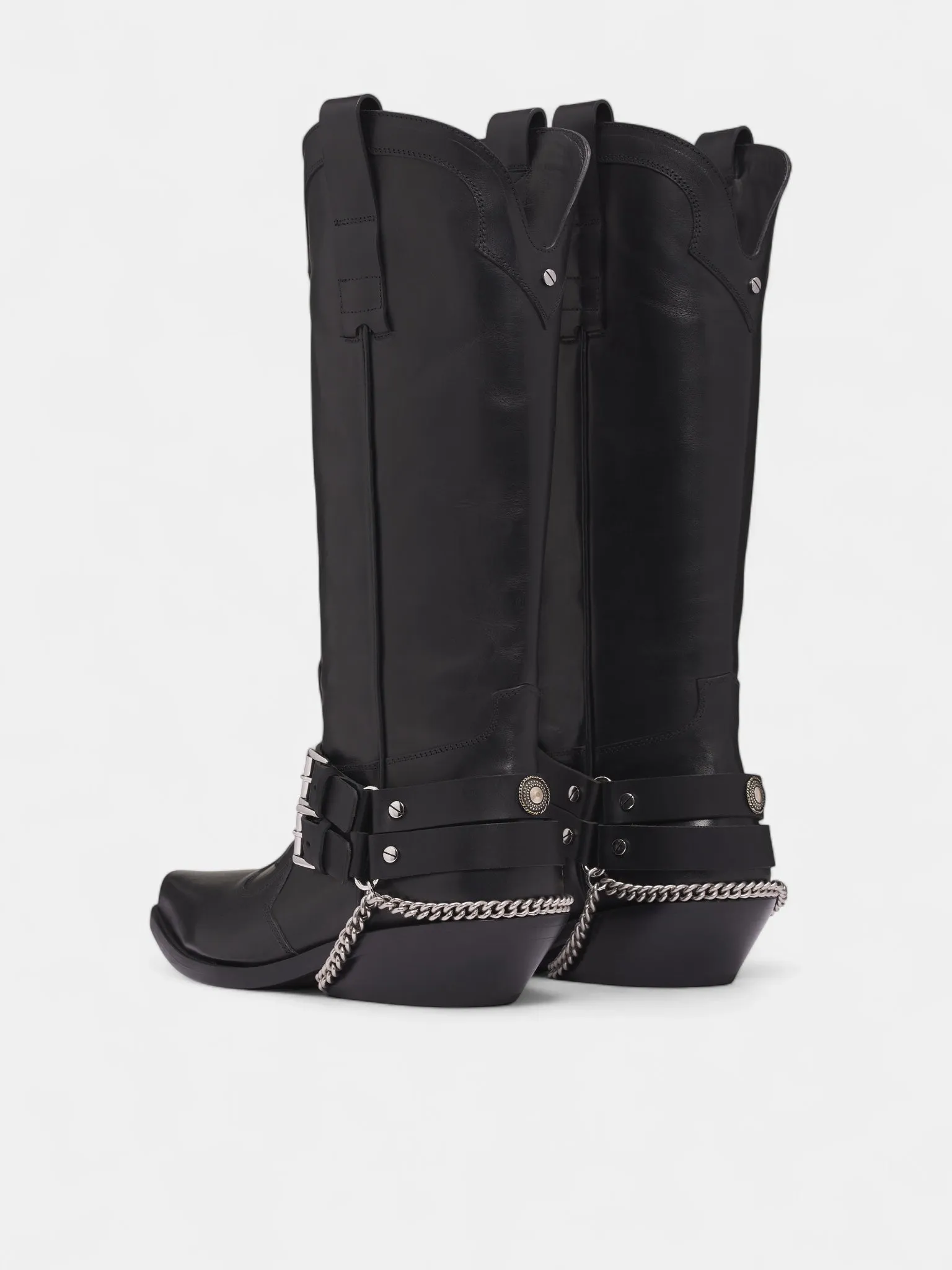 Black Leather Finnbo Santiago Boots (B0013360-LT168-BLACK) sold by lorenzo product image thumbnail 2