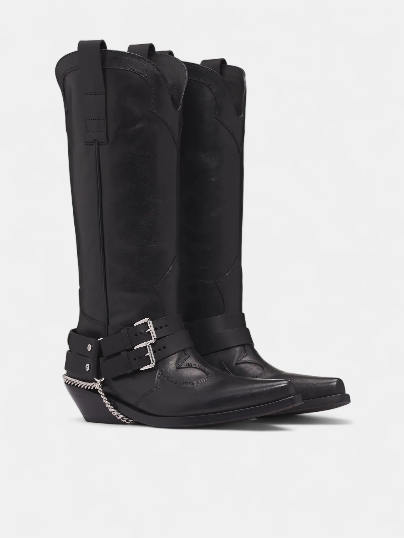 Black Leather Finnbo Santiago Boots (B0013360-LT168-BLACK) sold by lorenzo product image thumbnail 5