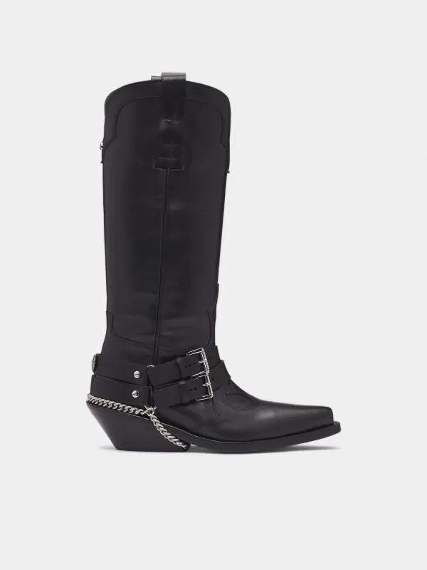 Black Leather Finnbo Santiago Boots (B0013373-LT168-BLACK) sold by lorenzo