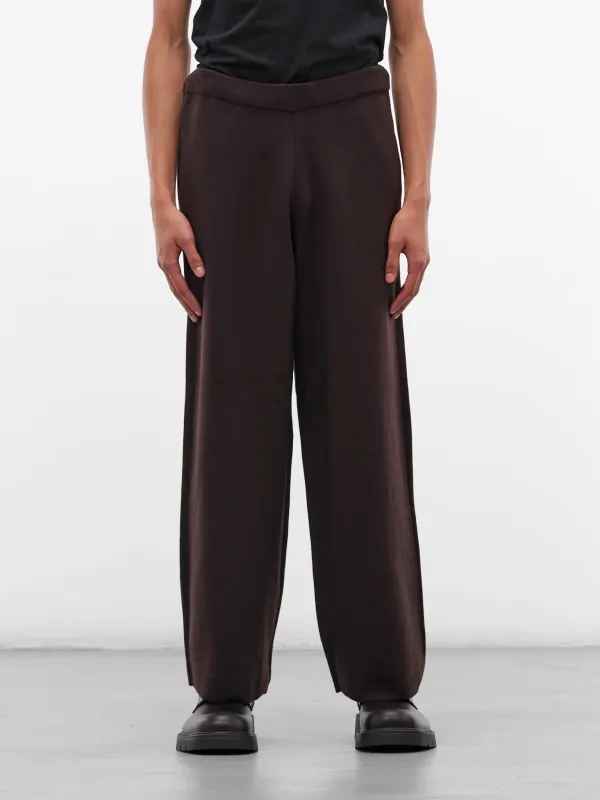 Brown Wool Wide Leg Trousers (KNT-107-02-D-BROWN) sold by lorenzo