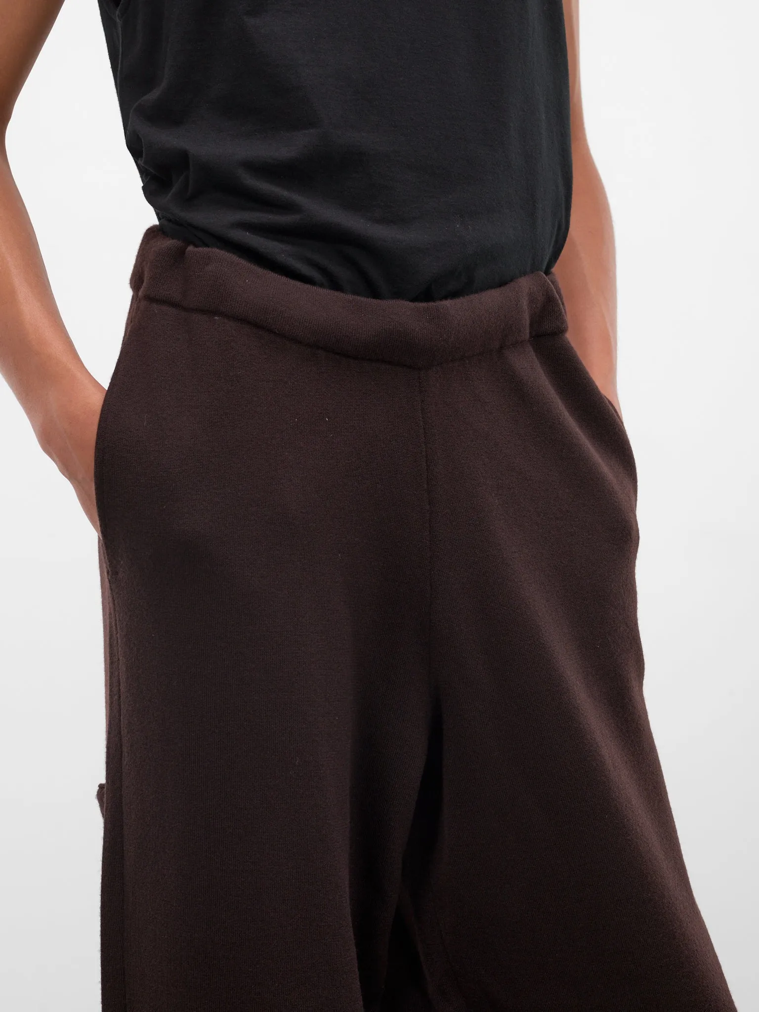 Brown Wool Wide Leg Trousers (KNT-107-02-D-BROWN) sold by lorenzo product image thumbnail 5