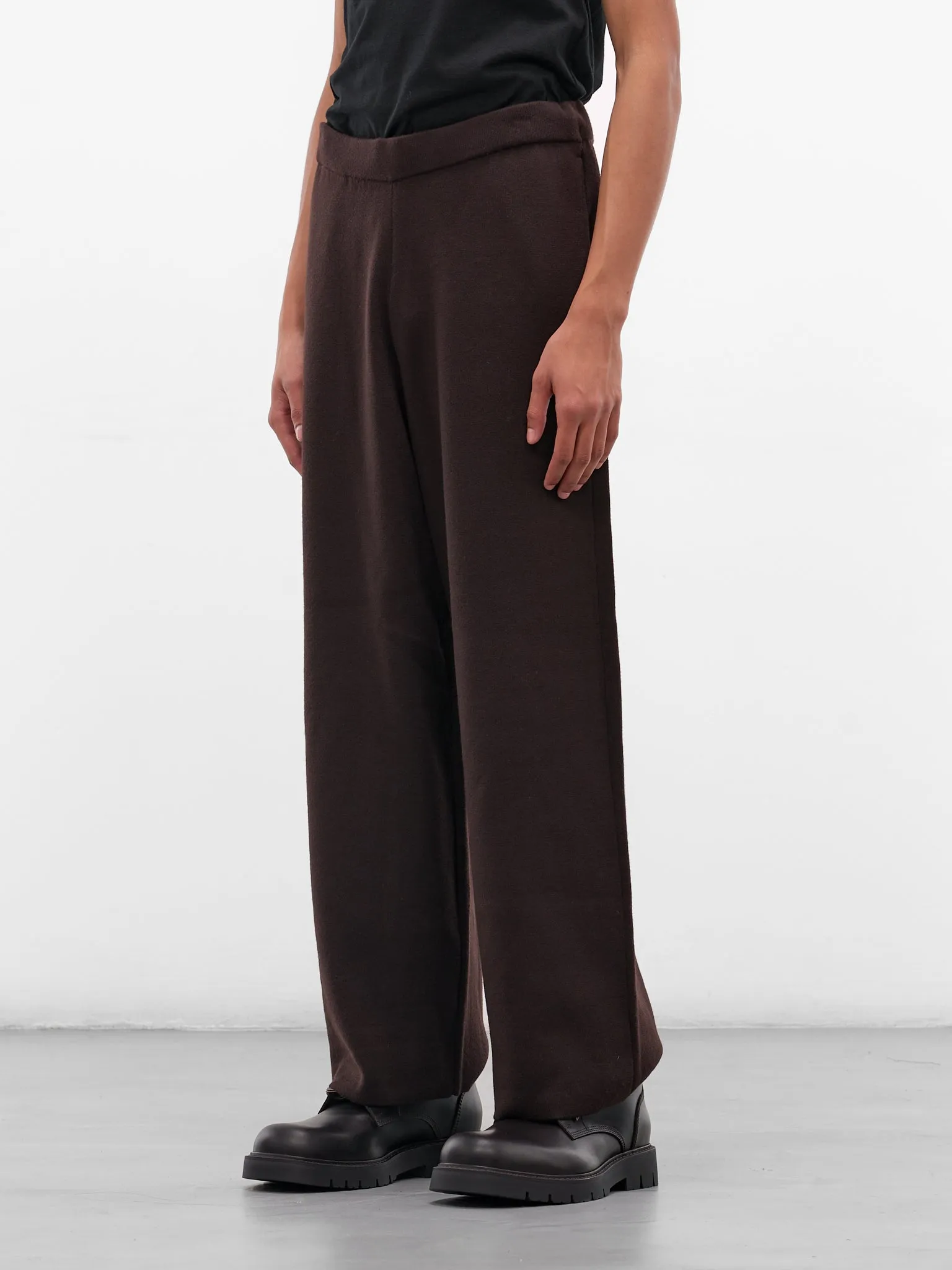 Brown Wool Wide Leg Trousers (KNT-107-02-D-BROWN) sold by lorenzo product image thumbnail 2