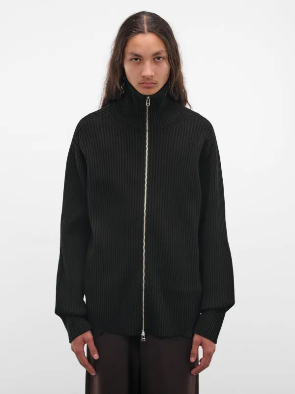 Black Wool Articulated Drivers Sweater (KNT-104-01-BLACK) sold by lorenzo