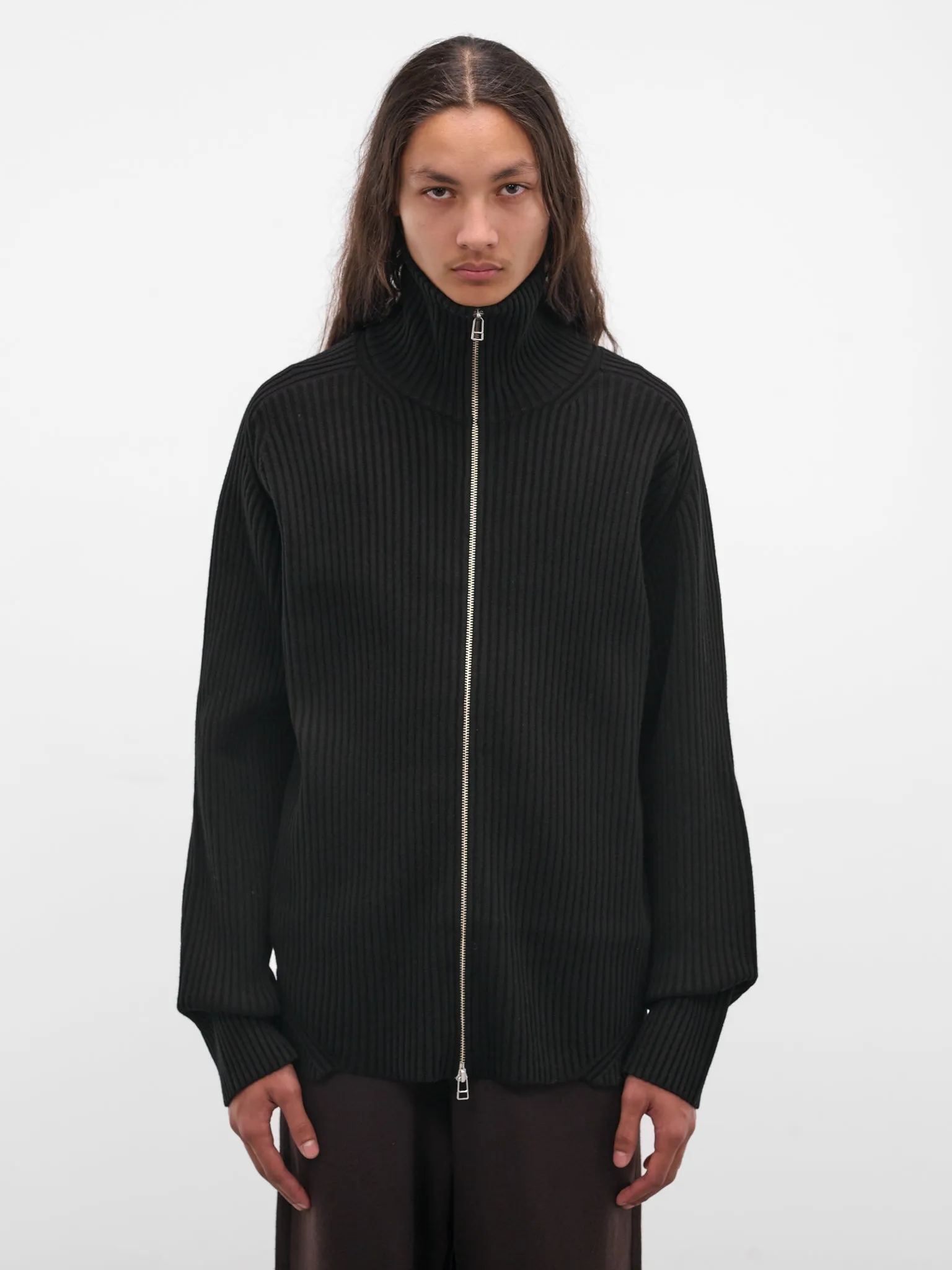 Black Wool Articulated Drivers Sweater (KNT-104-01-BLACK) sold by lorenzo
