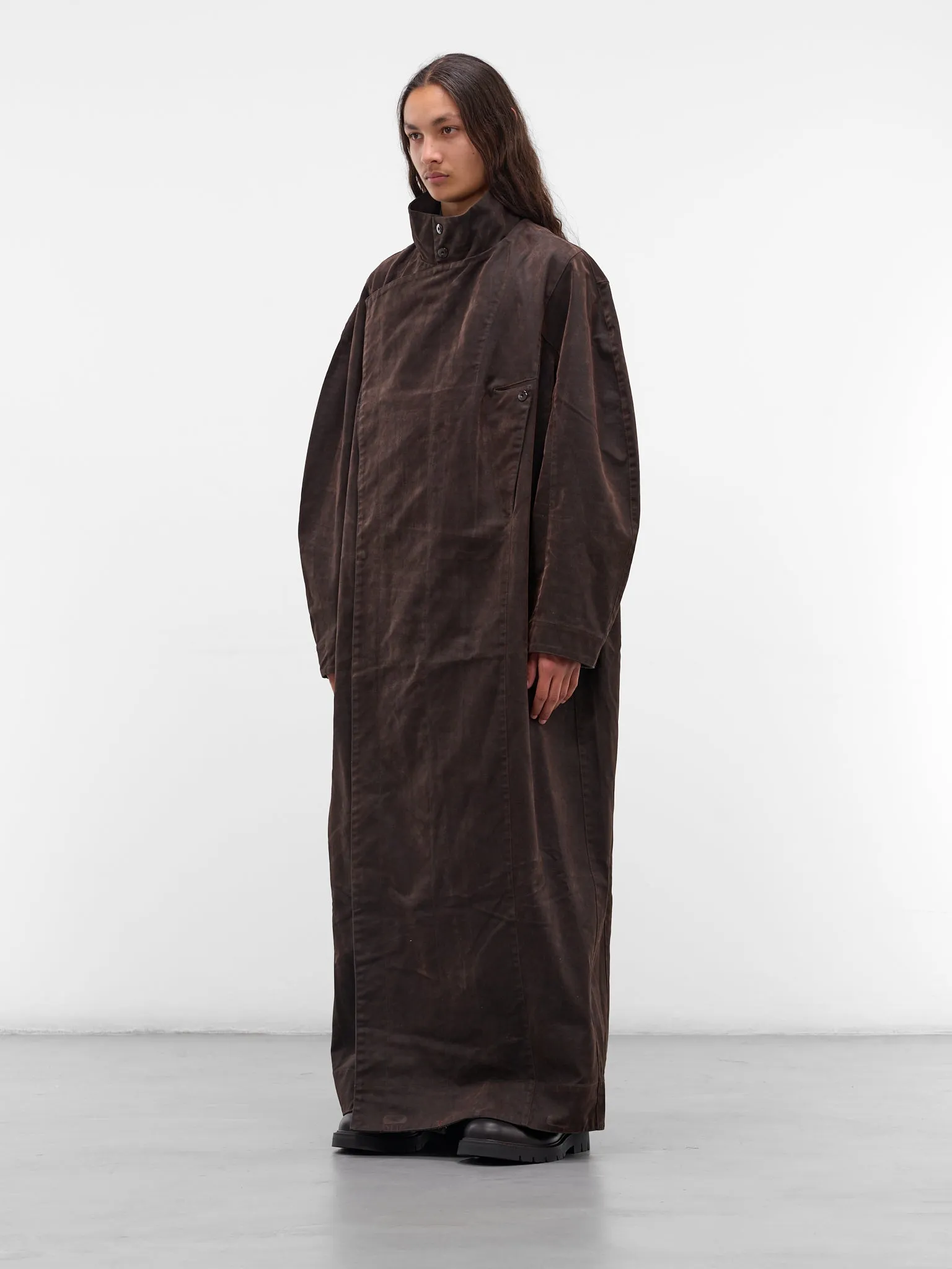 Brown Pina Denim Wrap Coat (CT-101-02-BROWN) sold by lorenzo product image thumbnail 2
