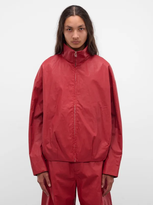 Red Coated Canvas Zip Blouson (BZ-104-02-RED) sold by lorenzo