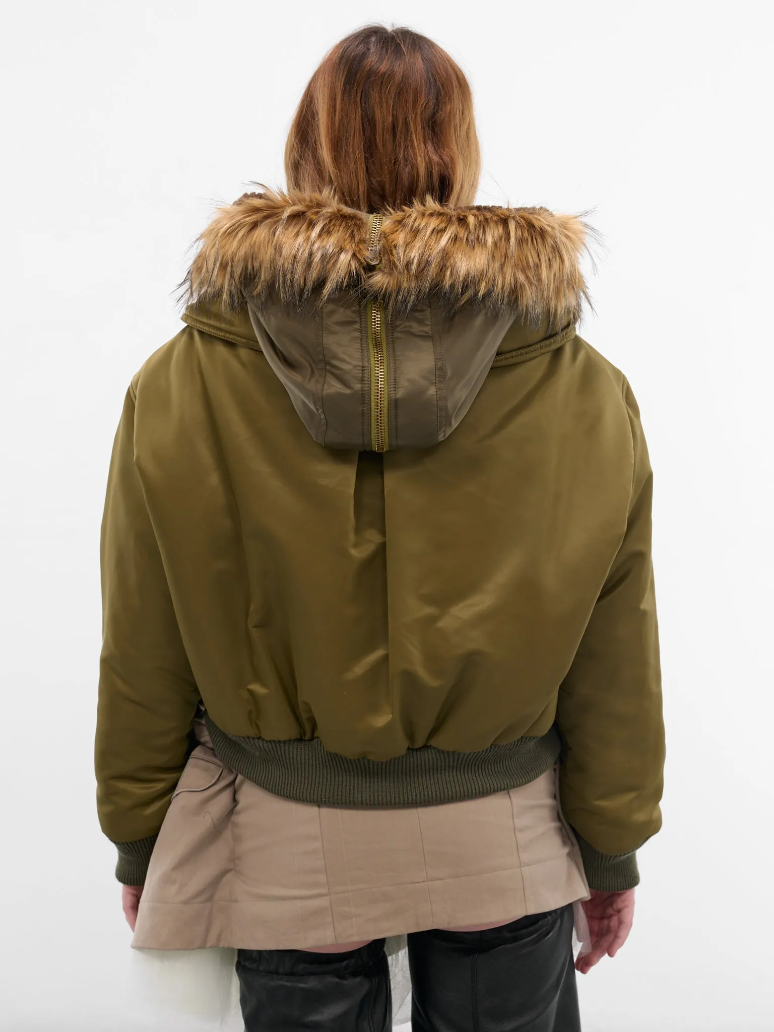 Green Triple Layer Bomber Jacket (J01FW5-ARMY-GREEN) sold by lorenzo product image thumbnail 3