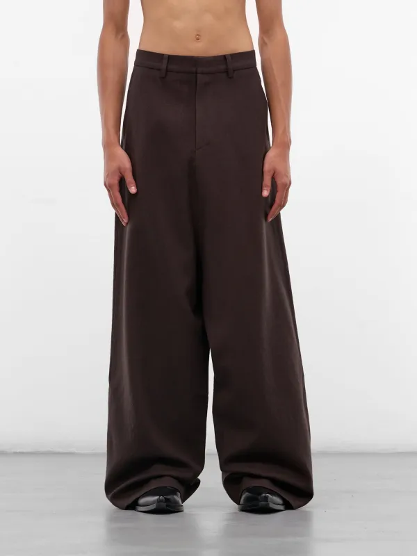 Brown Wool Wide Leg Trousers (UPA0112-BROWN) sold by lorenzo