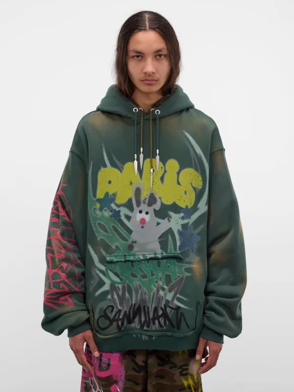 Gray Graffiti Layered Hoodie (BUTH0102-GREY) sold by lorenzo