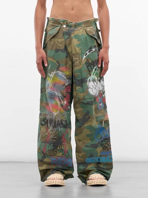Camo Graffiti Cargo Pants (BUPA0106-GREEN) sold by lorenzo