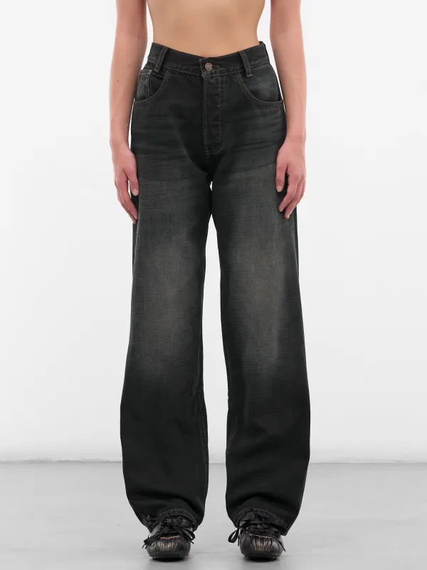 Black Vintage Wash Baggy Jeans (AMFW2561-VINTAGE-BLACK) sold by lorenzo