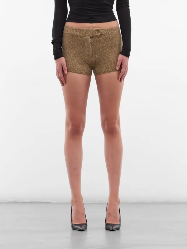 Beige Vita Wool Mini Shorts (AMFW2533-DESERT-TAN) sold by lorenzo