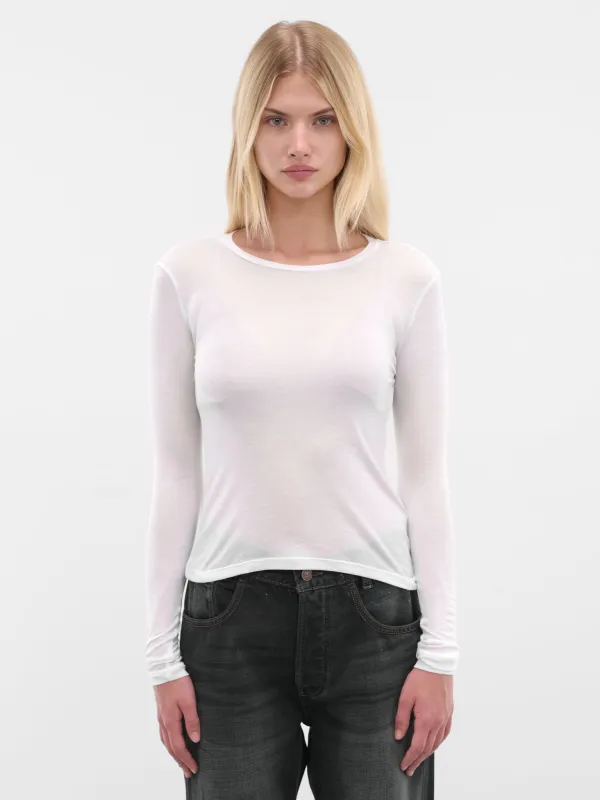 White Modal Long Sleeve Tee (AMBR512-PURE-WHITE) made by Aya Muse