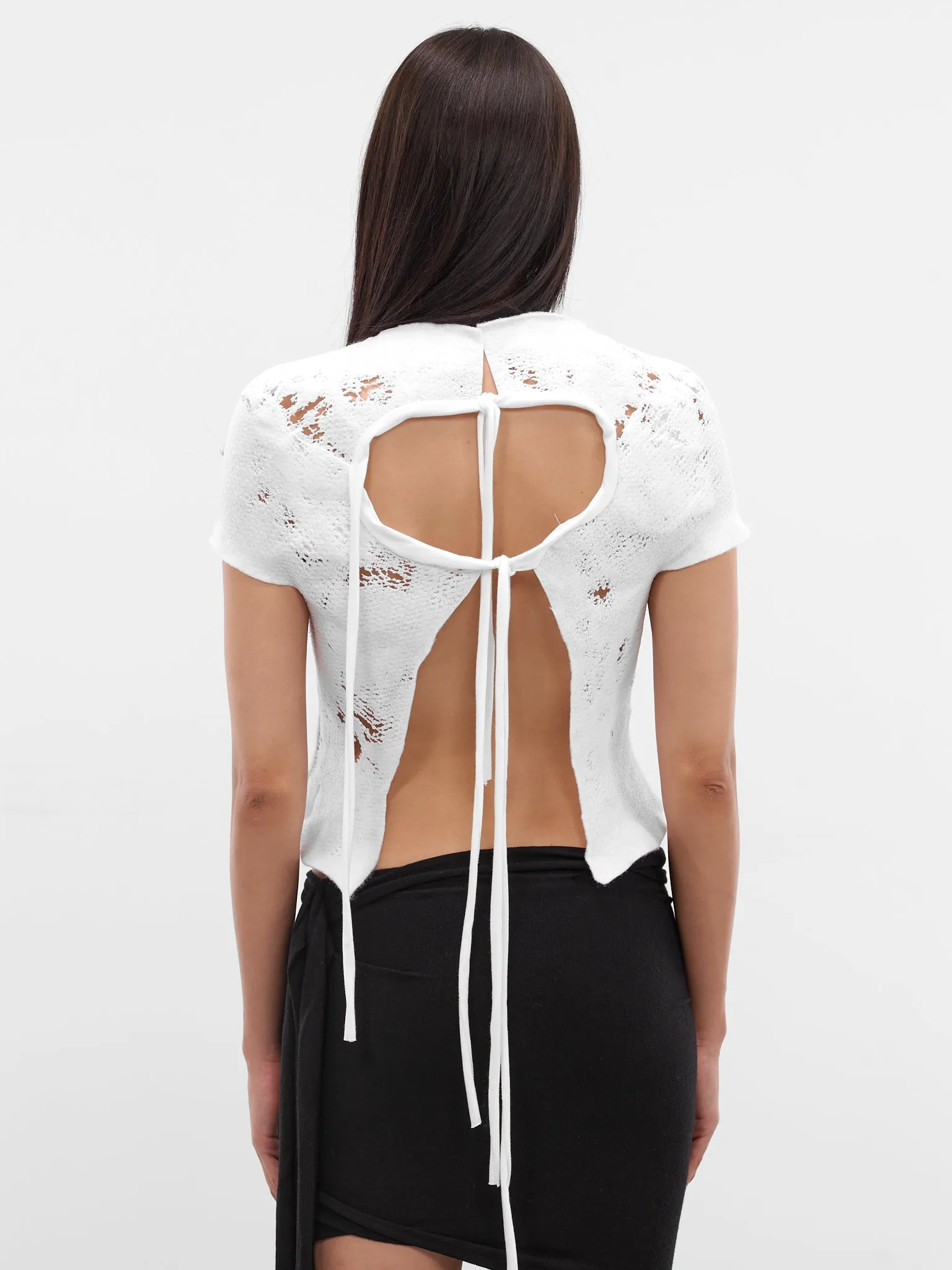 White Sculptural Knit Top (12410743001-WHITE) sold by lorenzo product image thumbnail 3