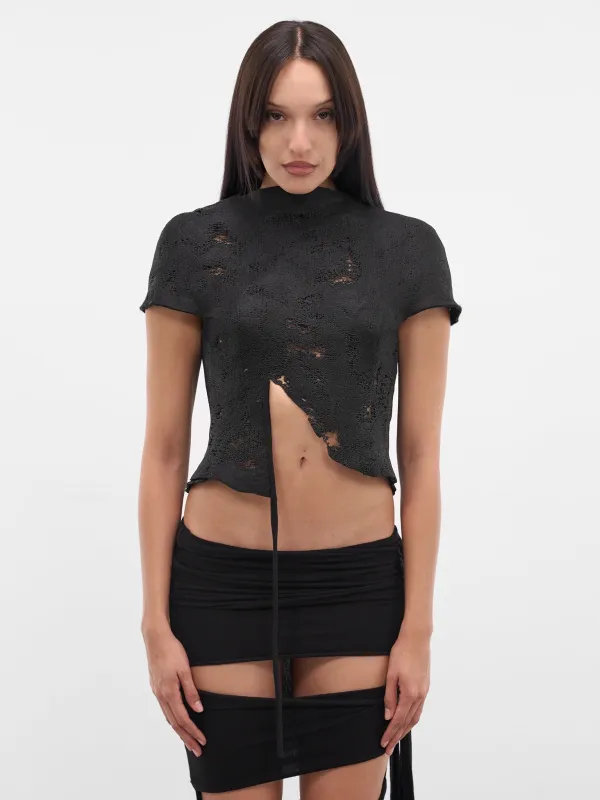 Black Sculptural Knit Top (12410743002-BLACK) sold by lorenzo