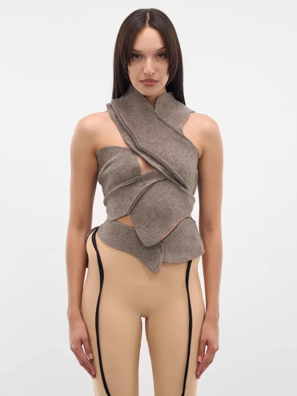 Beige Knit Felted Scuba Top (10910680901-GREY) sold by lorenzo