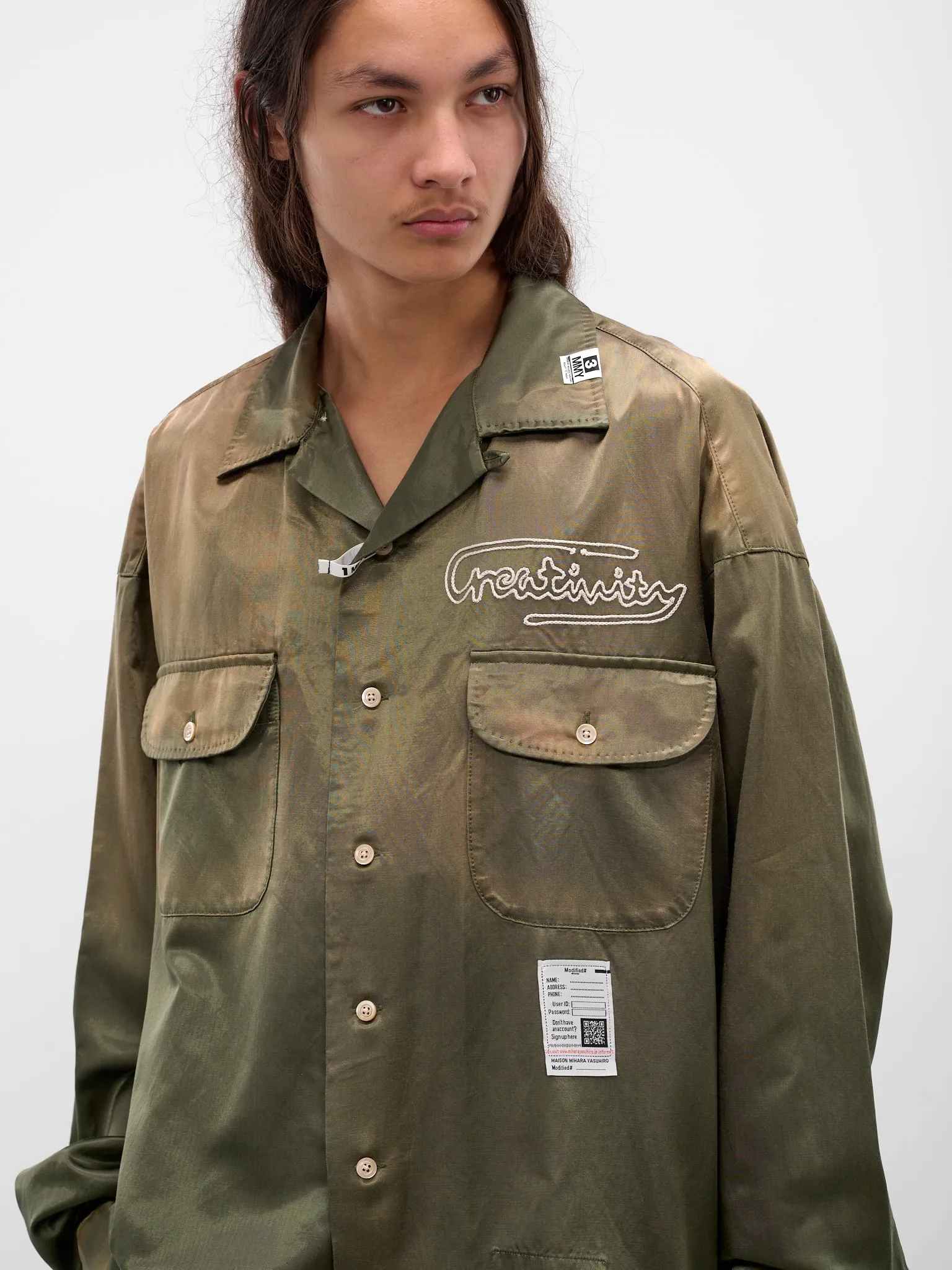 Khaki Oversized Button-Up Shirt (J15SH183-KHAKI) sold by lorenzo product image thumbnail 4