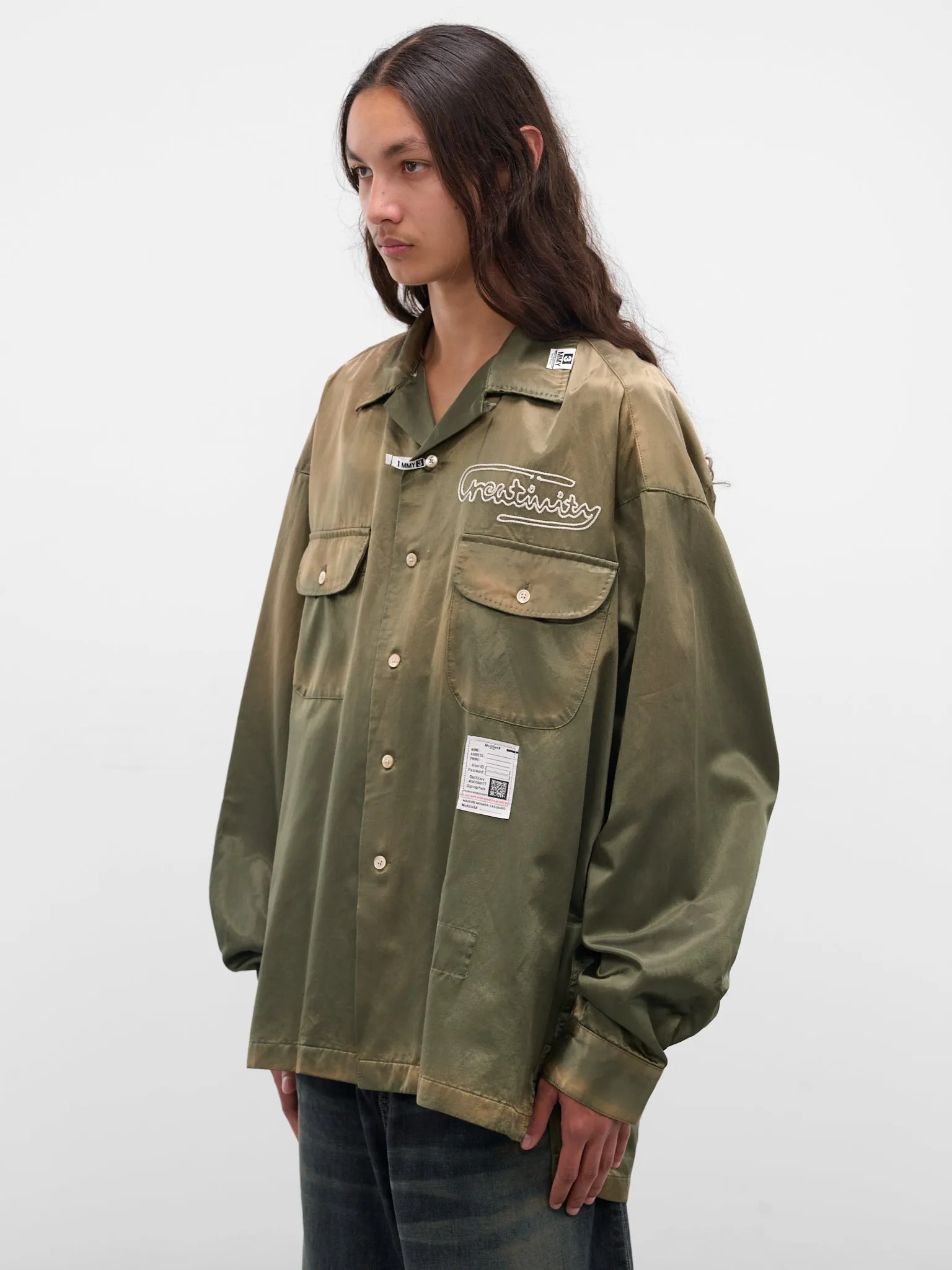Khaki Oversized Button-Up Shirt (J15SH183-KHAKI) sold by lorenzo product image thumbnail 2