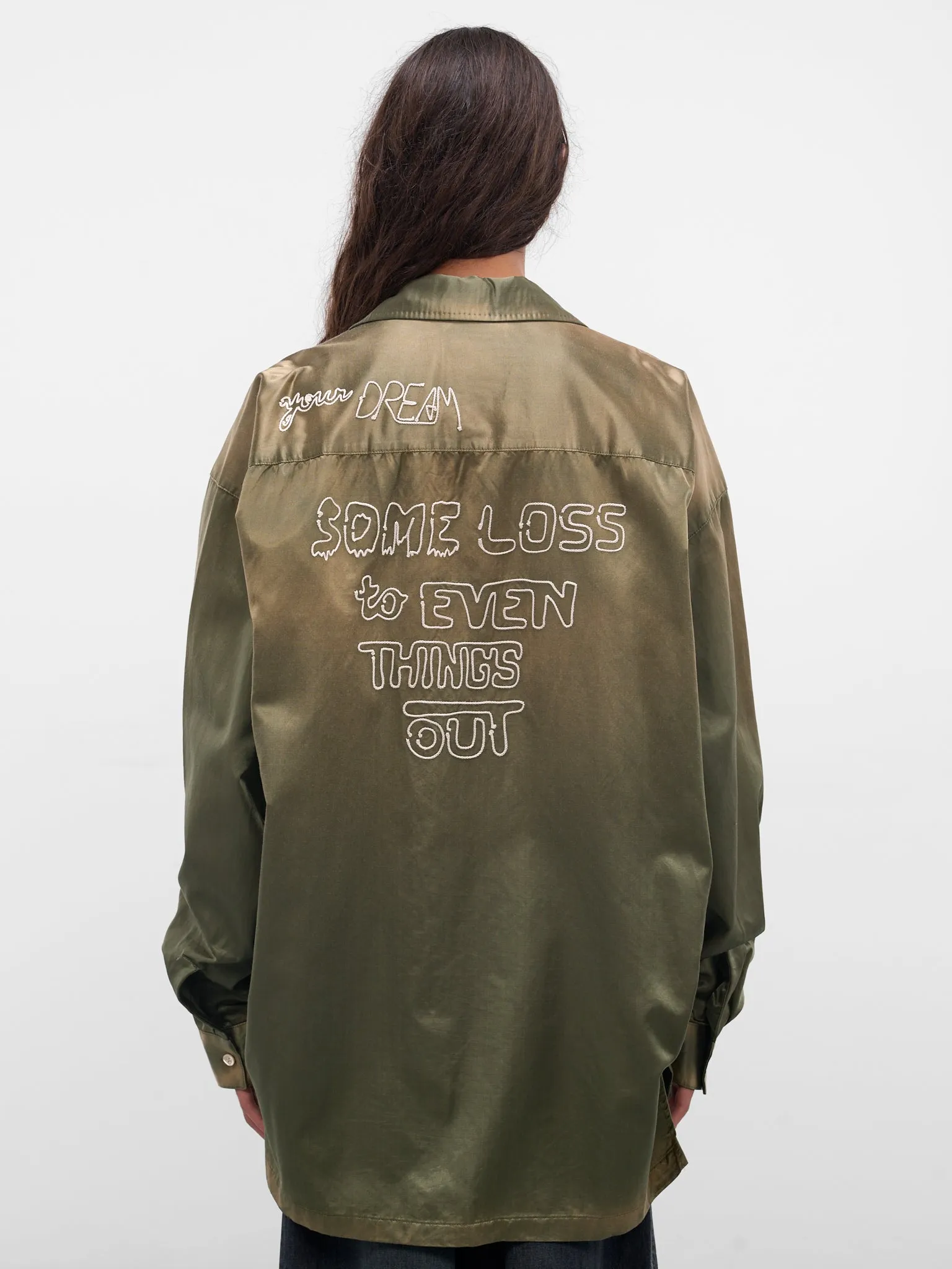 Khaki Oversized Button-Up Shirt (J15SH183-KHAKI) sold by lorenzo product image thumbnail 3