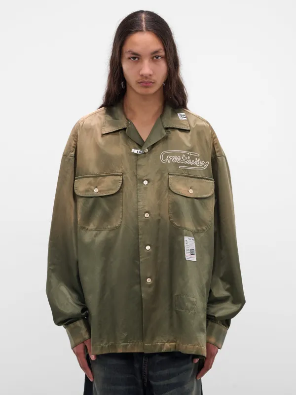 Khaki Oversized Button-Up Shirt (J15SH183-KHAKI) sold by lorenzo