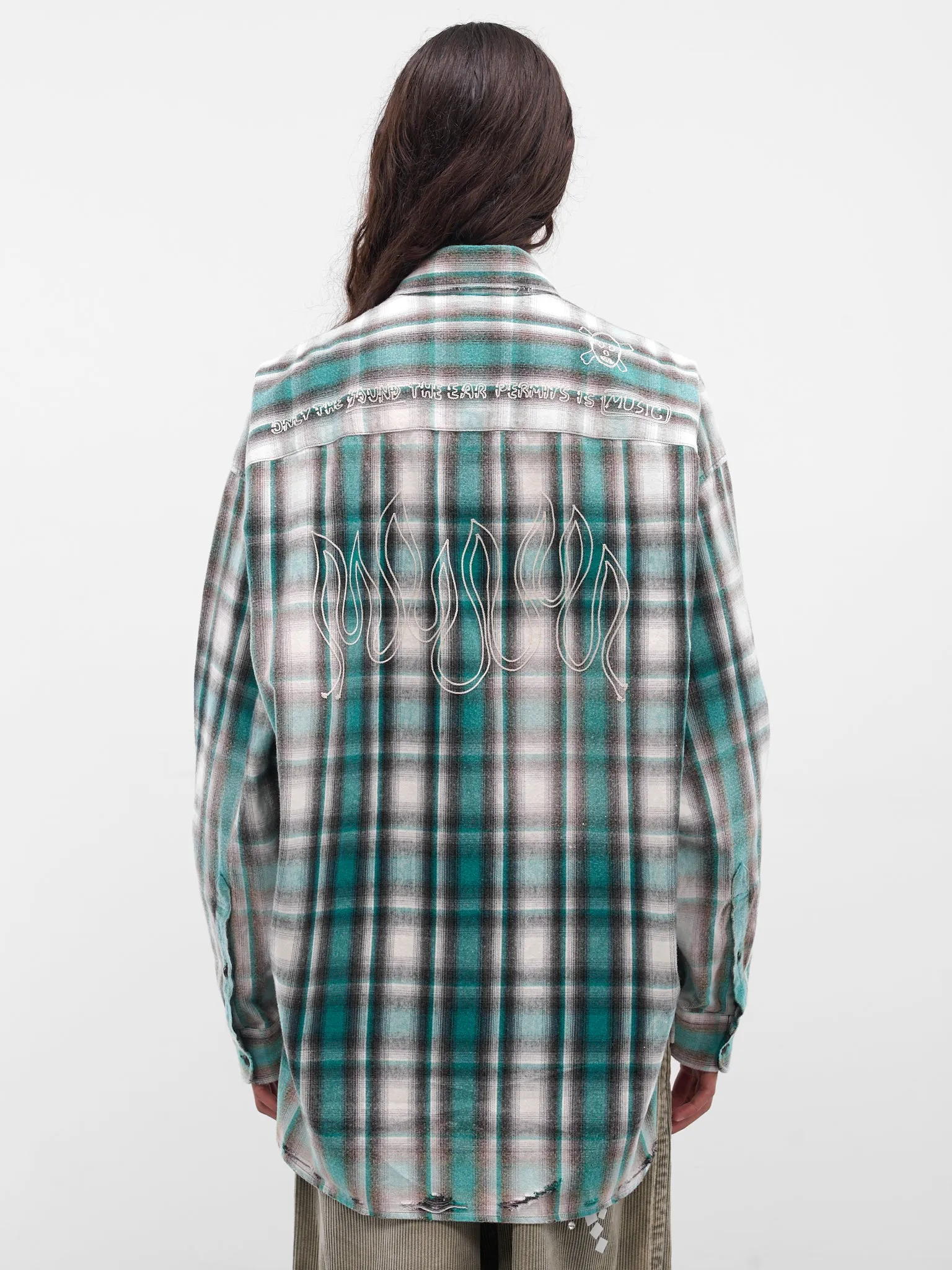 Green Plaid Button-Up Shirt (J15SH181-GREEN) sold by lorenzo product image thumbnail 3
