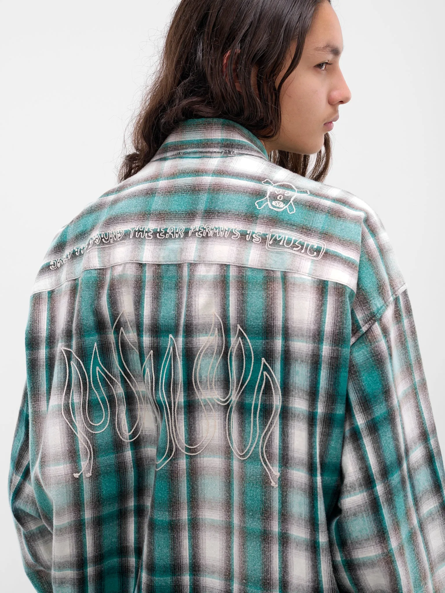 Green Plaid Button-Up Shirt (J15SH181-GREEN) sold by lorenzo product image thumbnail 5