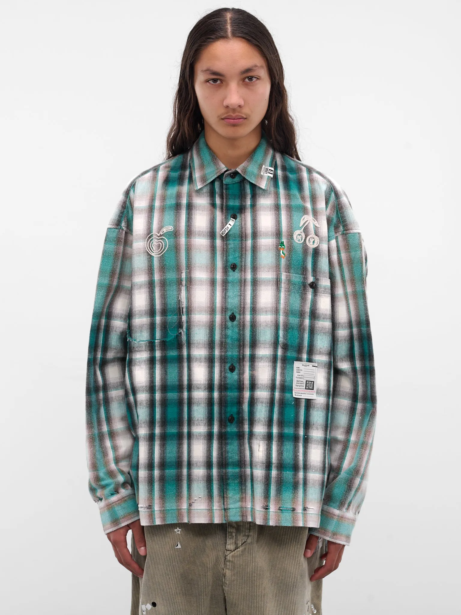 Green Plaid Button-Up Shirt (J15SH181-GREEN) sold by lorenzo