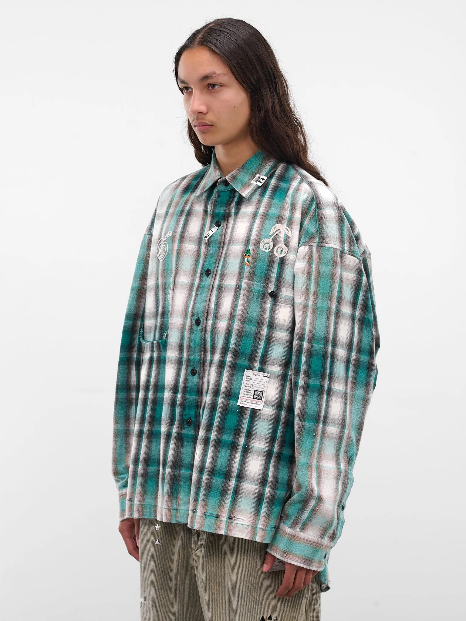 Green Plaid Button-Up Shirt (J15SH181-GREEN) sold by lorenzo product image thumbnail 2