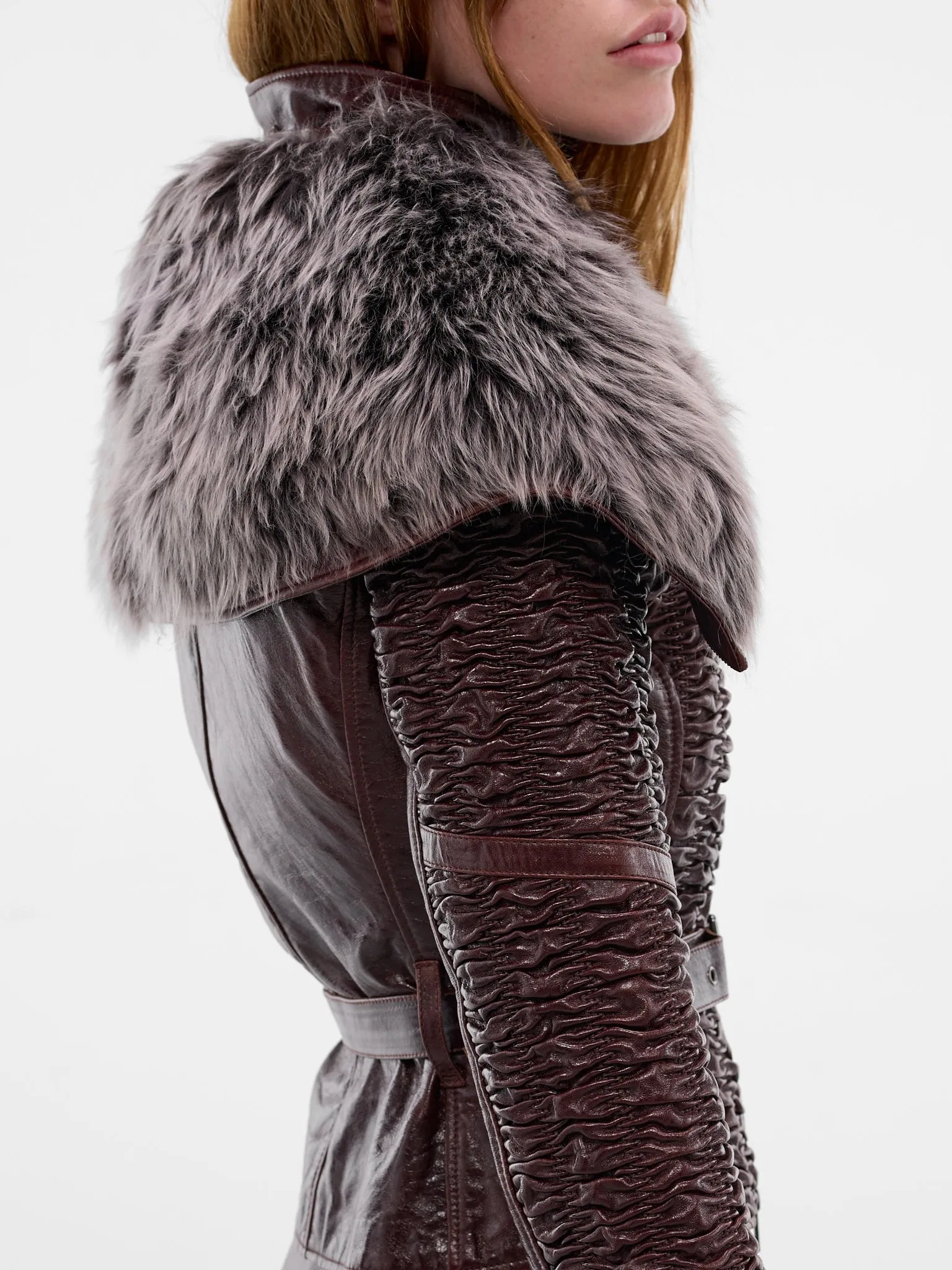 Brown SMK Lamb Leather Jacket (SMKJA0BR-BROWN) sold by lorenzo product image thumbnail 4