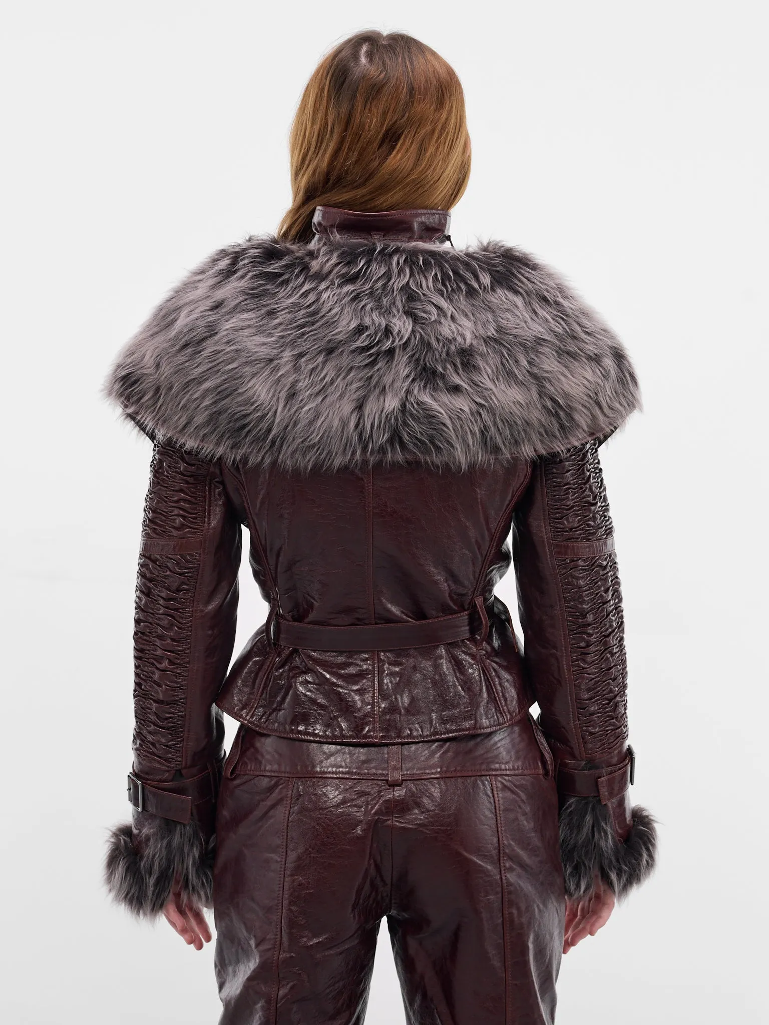 Brown SMK Lamb Leather Jacket (SMKJA0BR-BROWN) sold by lorenzo product image thumbnail 3