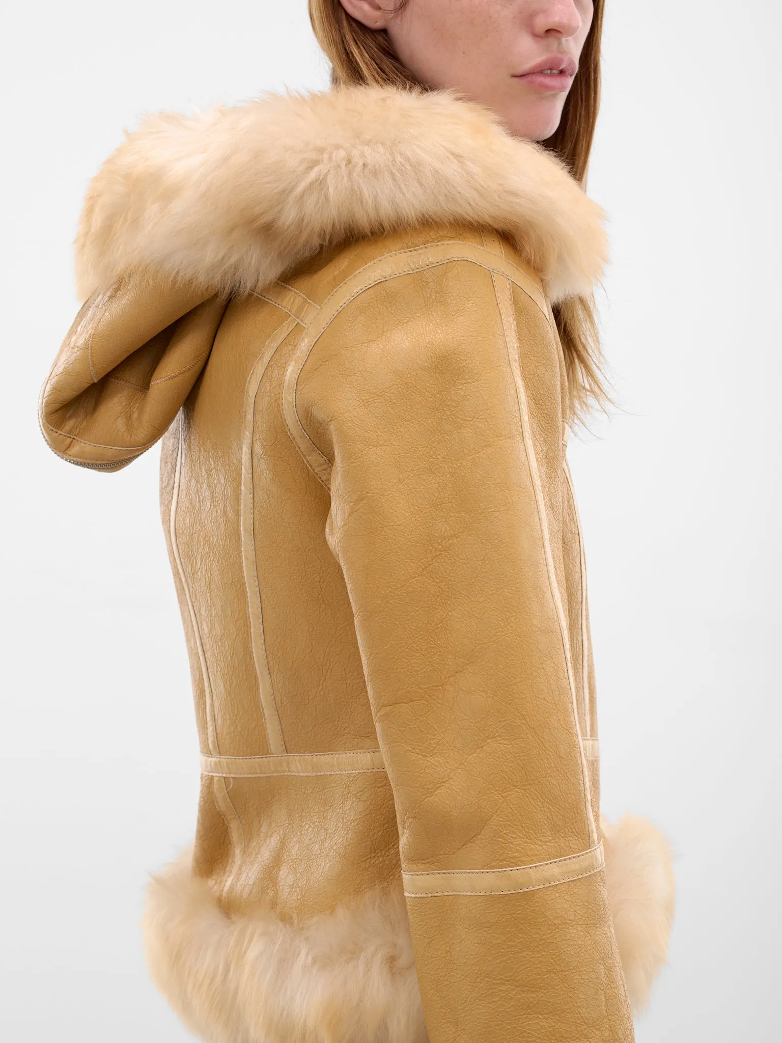 Blonde Leather Shearling Koko Jacket (KOJA0BLO-BLONDE) sold by lorenzo product image thumbnail 5
