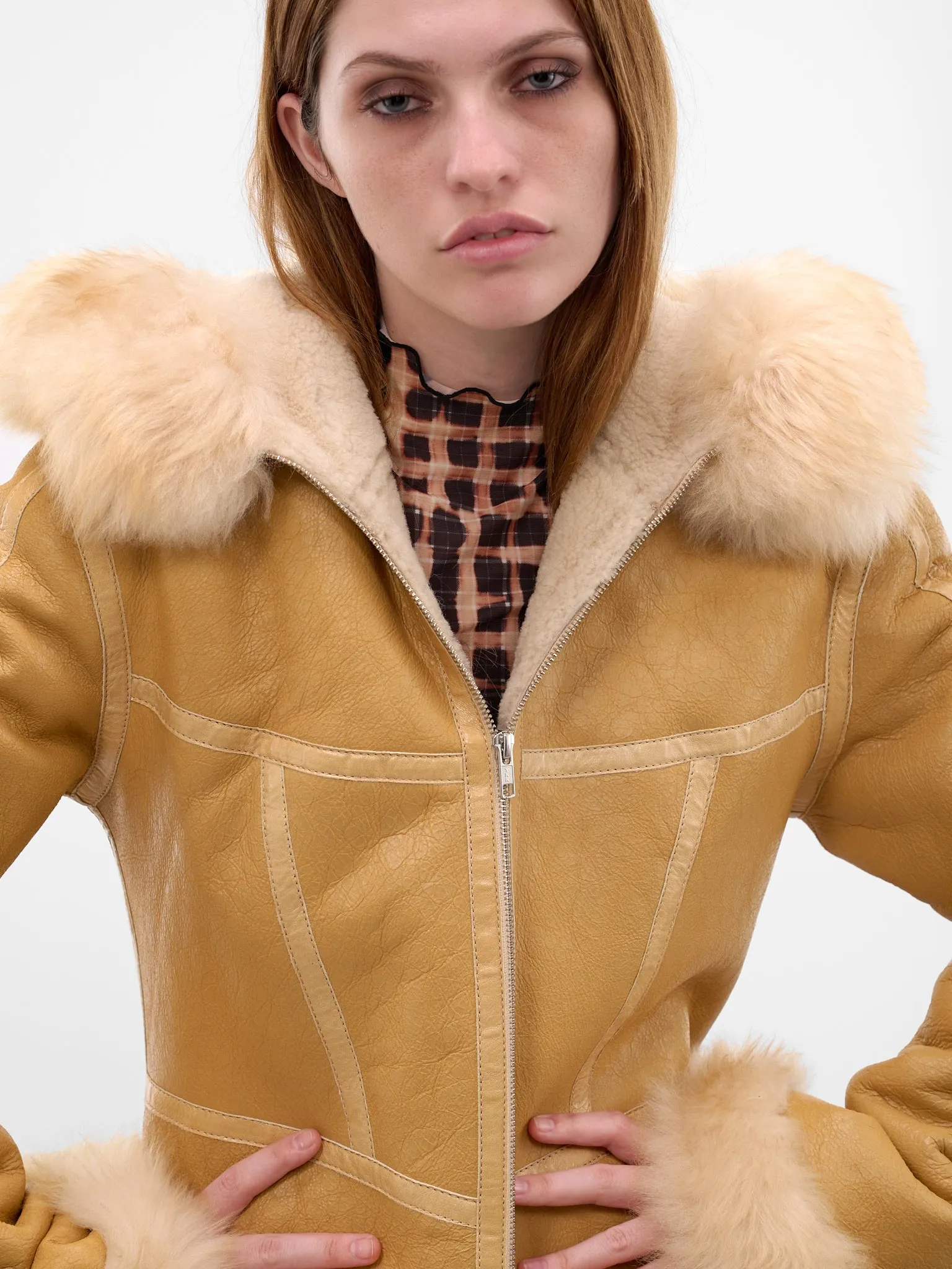 Blonde Leather Shearling Koko Jacket (KOJA0BLO-BLONDE) sold by lorenzo product image thumbnail 4