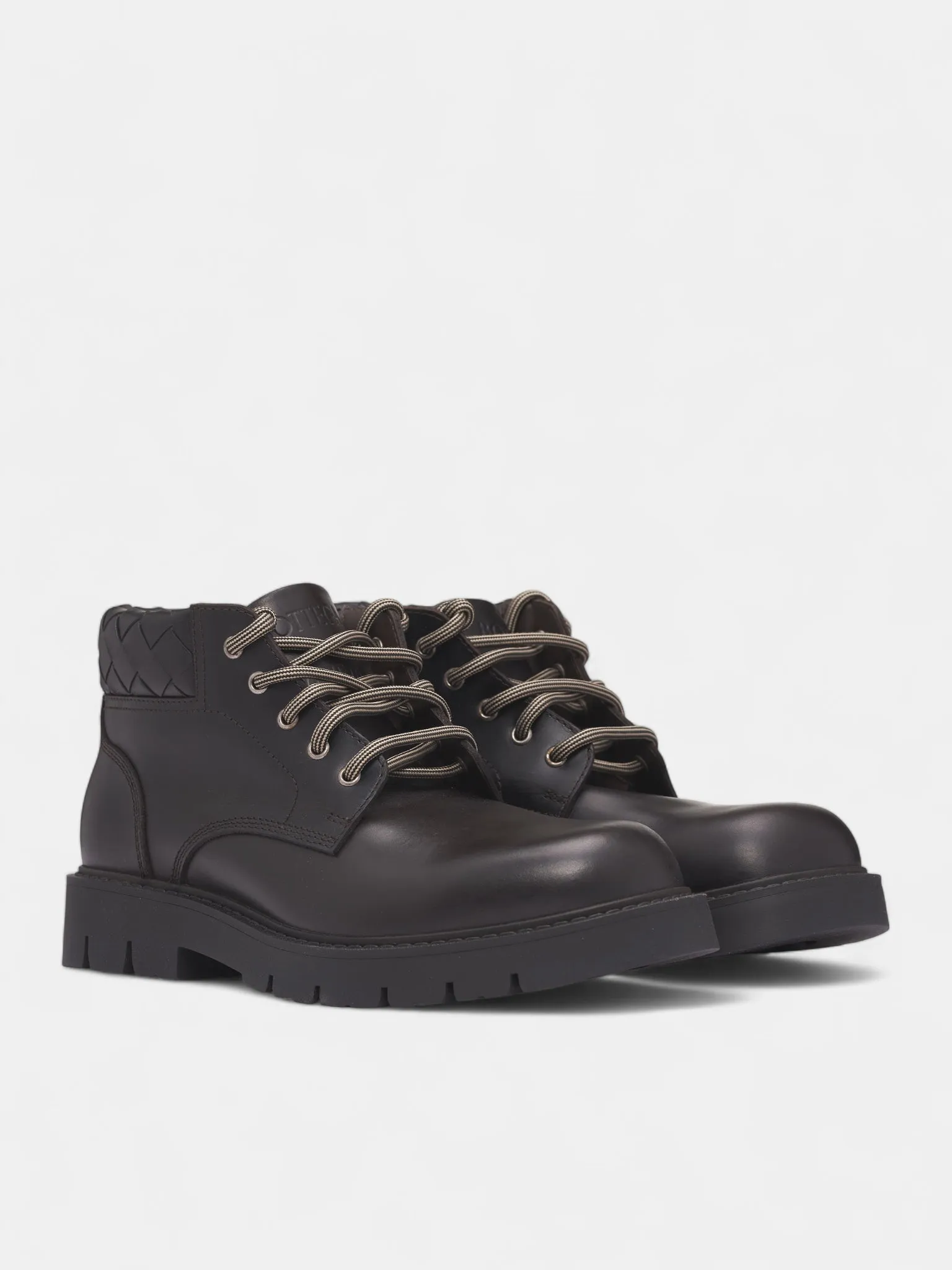 Black Intrecciato Collar Lugged Boots (841489-V2WT1-2117-FONDANT-BLAC) sold by lorenzo product image thumbnail 2