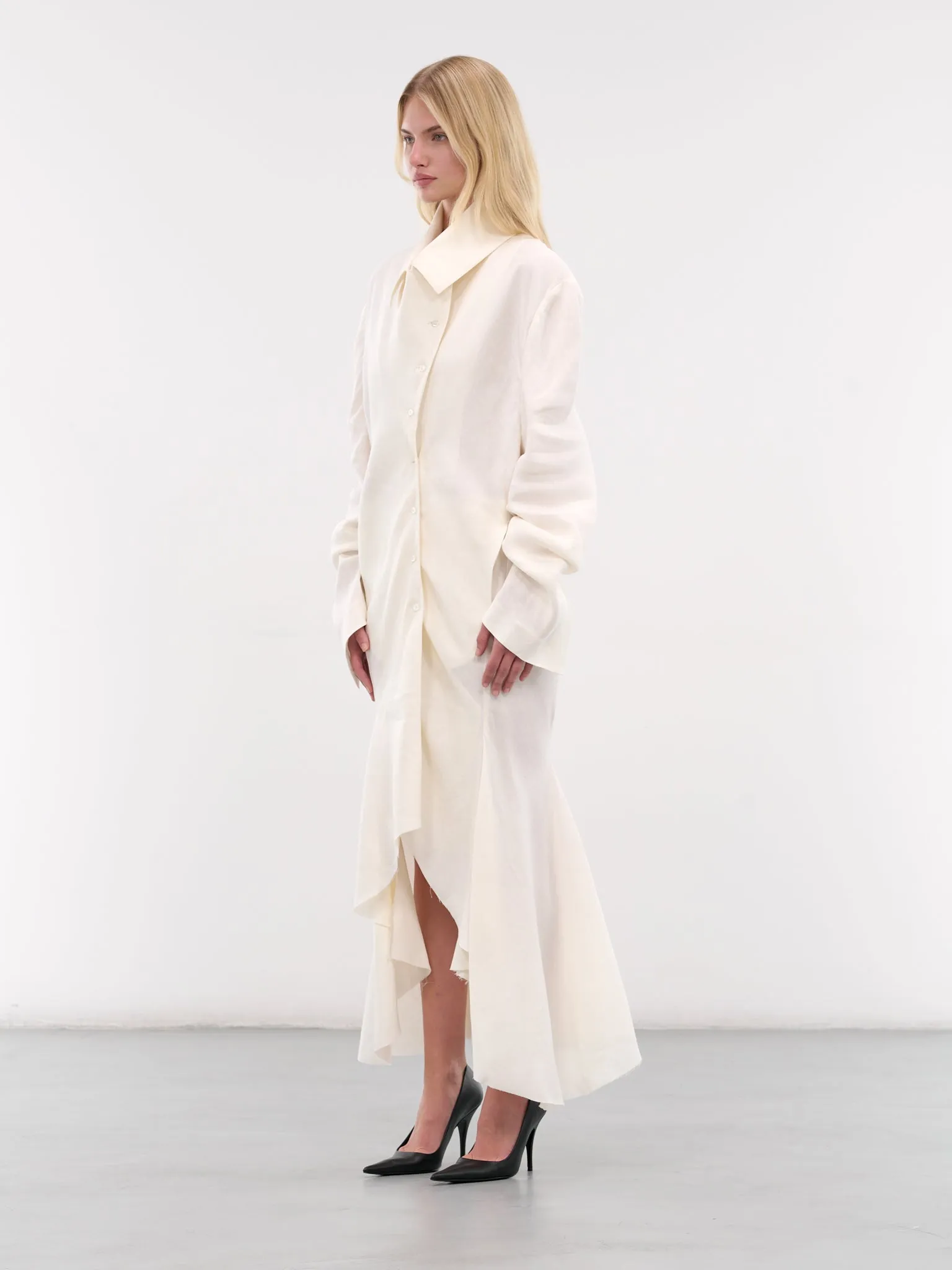 White Ernesto Maxi Shirt Dress (SH05WH-ERNESTO-WHITE) sold by lorenzo product image thumbnail 2