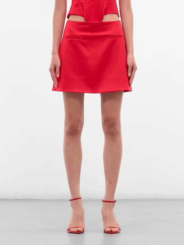 Red High Waist Mini Skirt (34-RED) sold by lorenzo