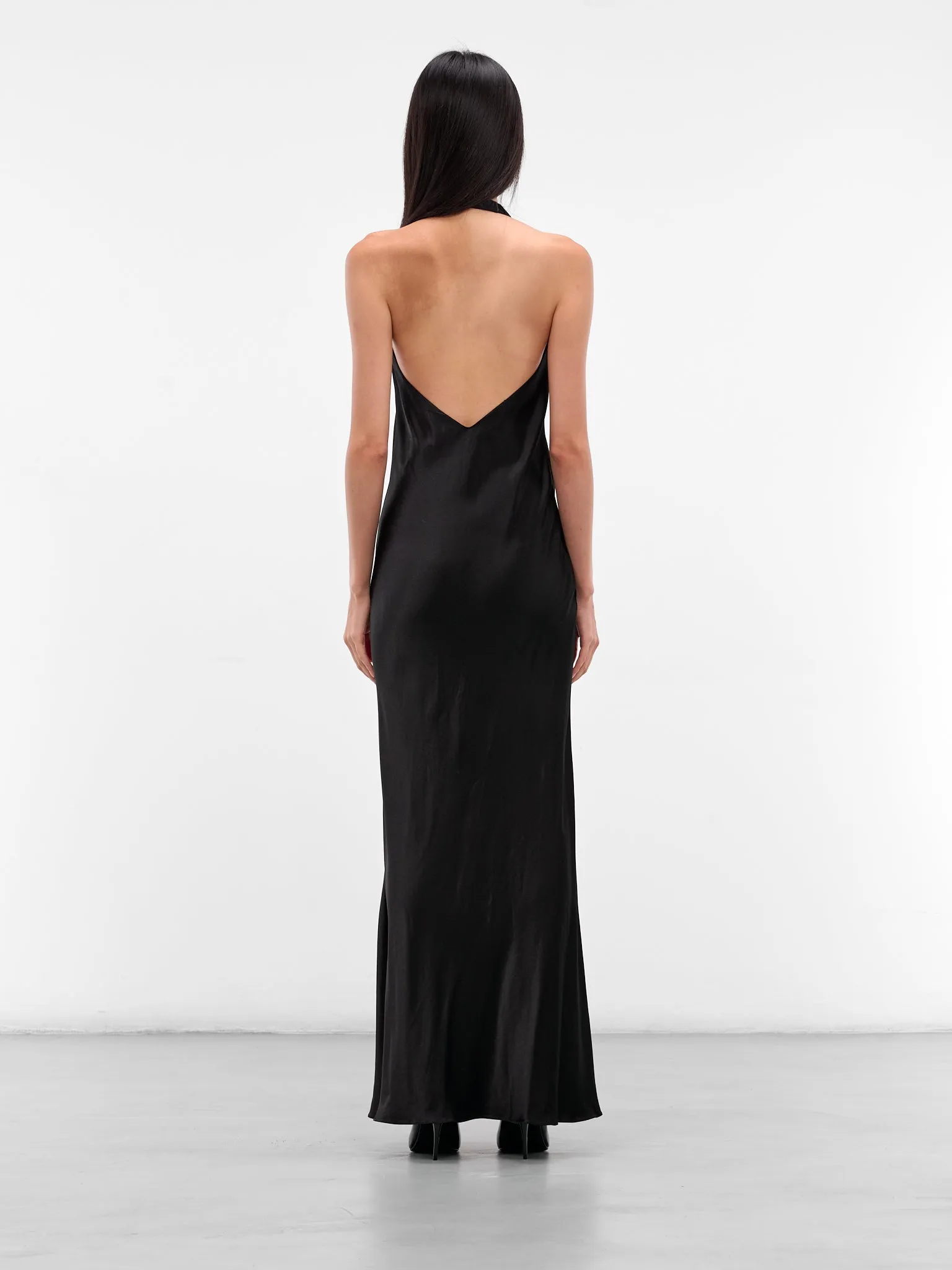 Black Silk Draped Halter Dress (02-BLACK) sold by lorenzo product image thumbnail 3