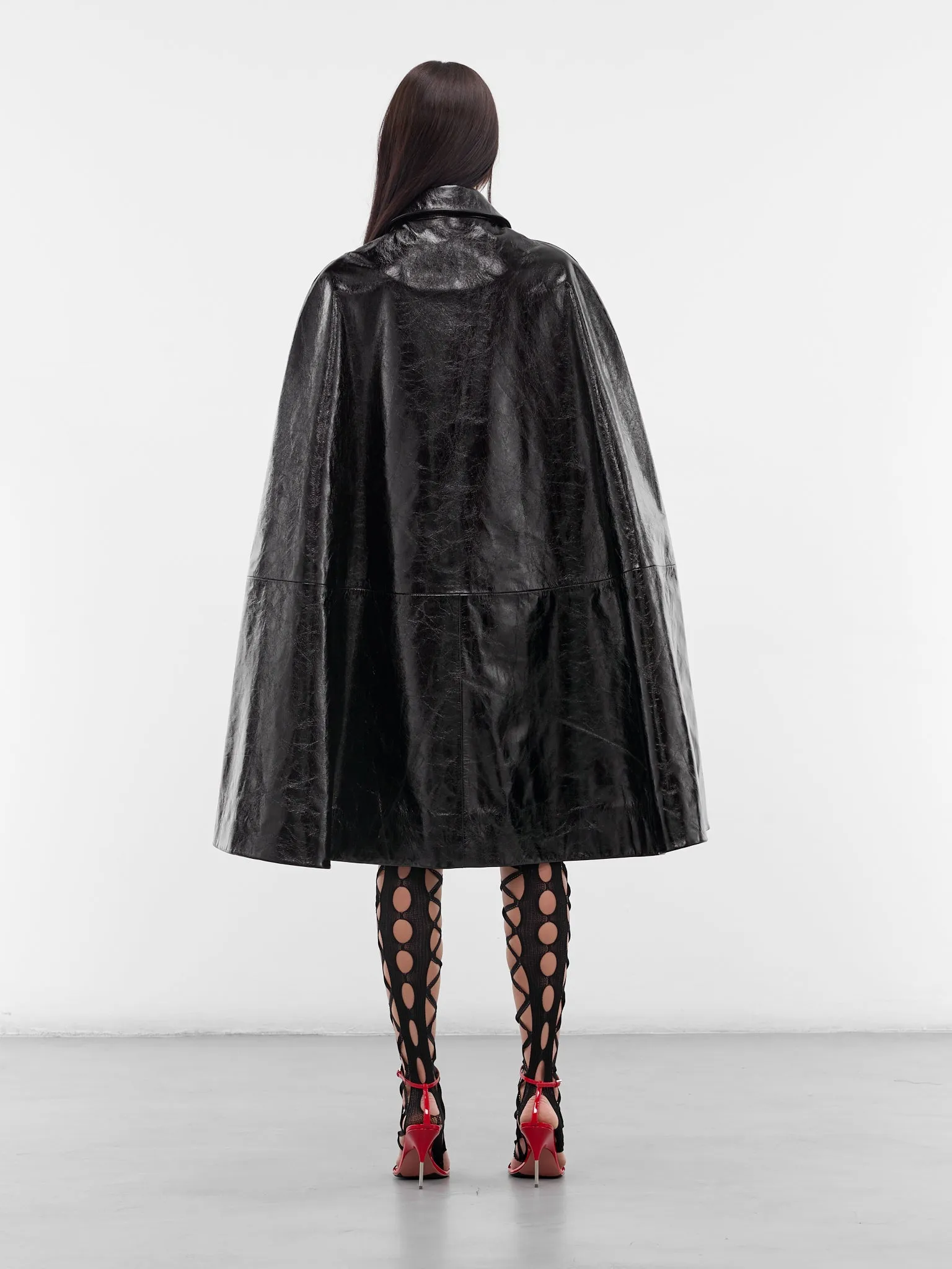 Black Leather Draped Cape (LEATHER-CAPE-BLACK) sold by lorenzo product image thumbnail 3
