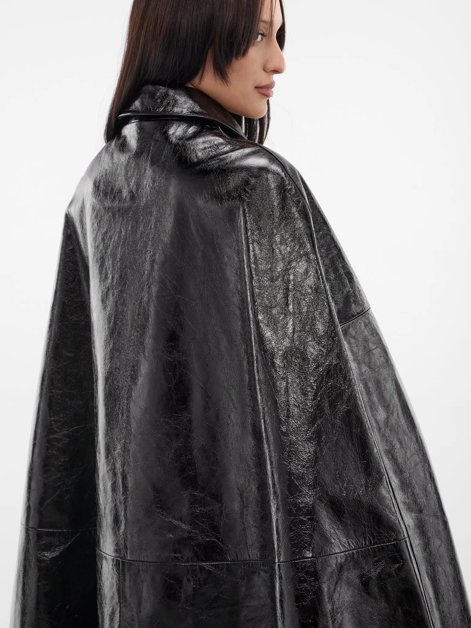 Black Leather Draped Cape (LEATHER-CAPE-BLACK) sold by lorenzo product image thumbnail 4