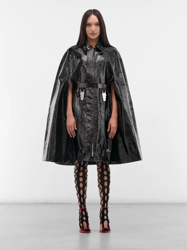 Black Leather Draped Cape (LEATHER-CAPE-BLACK) sold by lorenzo