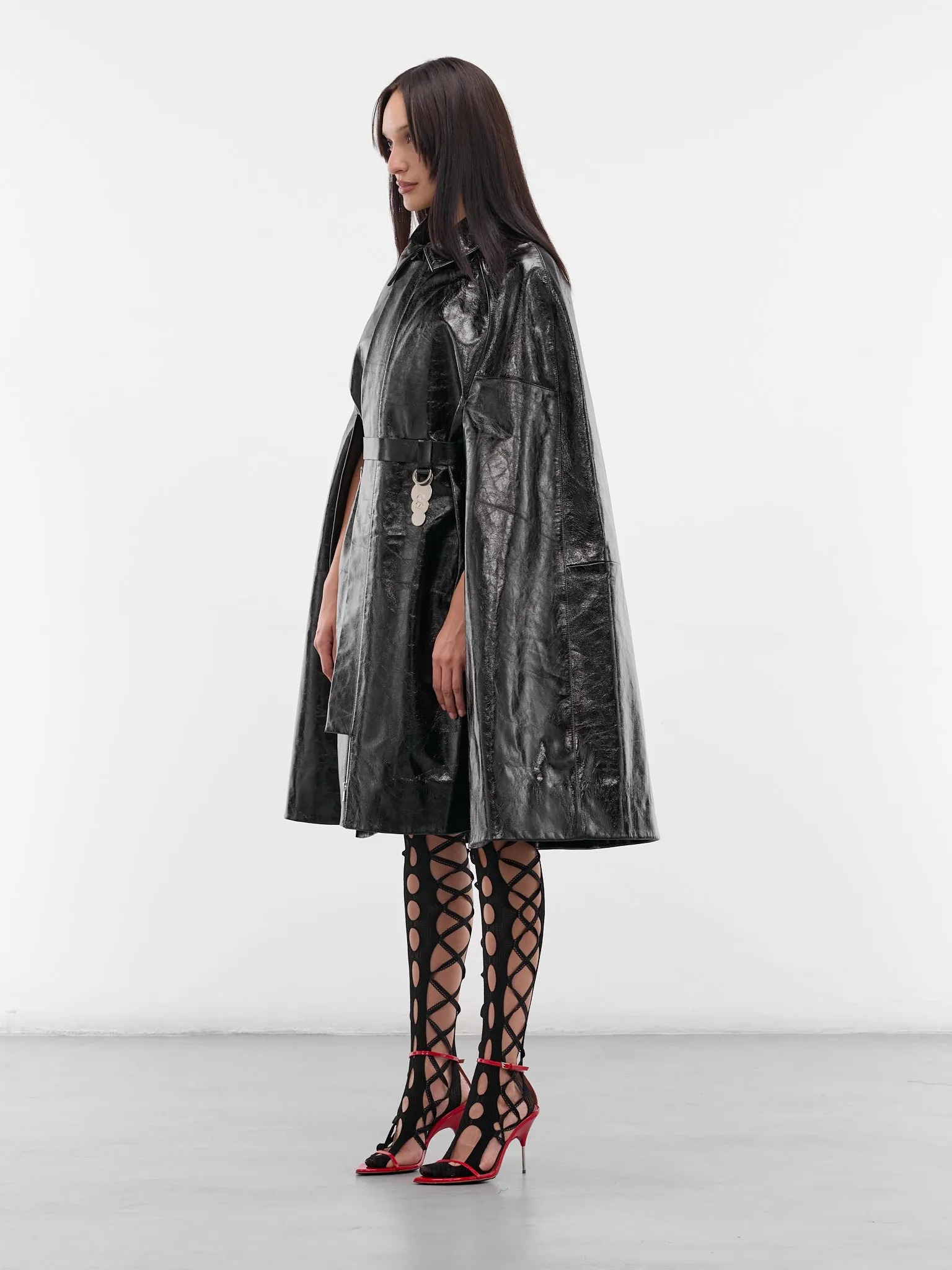 Black Leather Draped Cape (LEATHER-CAPE-BLACK) sold by lorenzo product image thumbnail 2