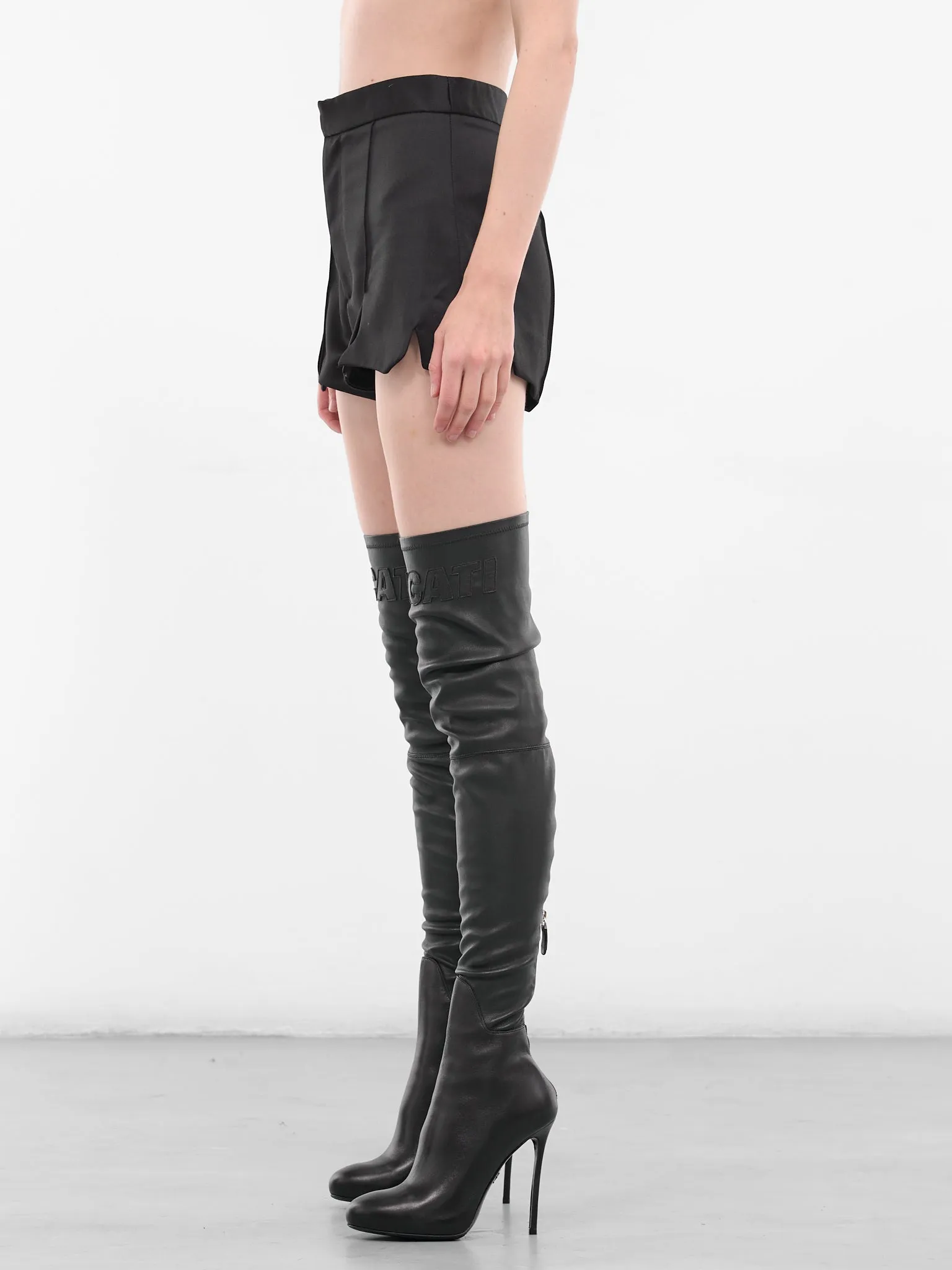 Black Gingko Wool Mini Shorts (G2101-BLACK) sold by lorenzo product image thumbnail 2