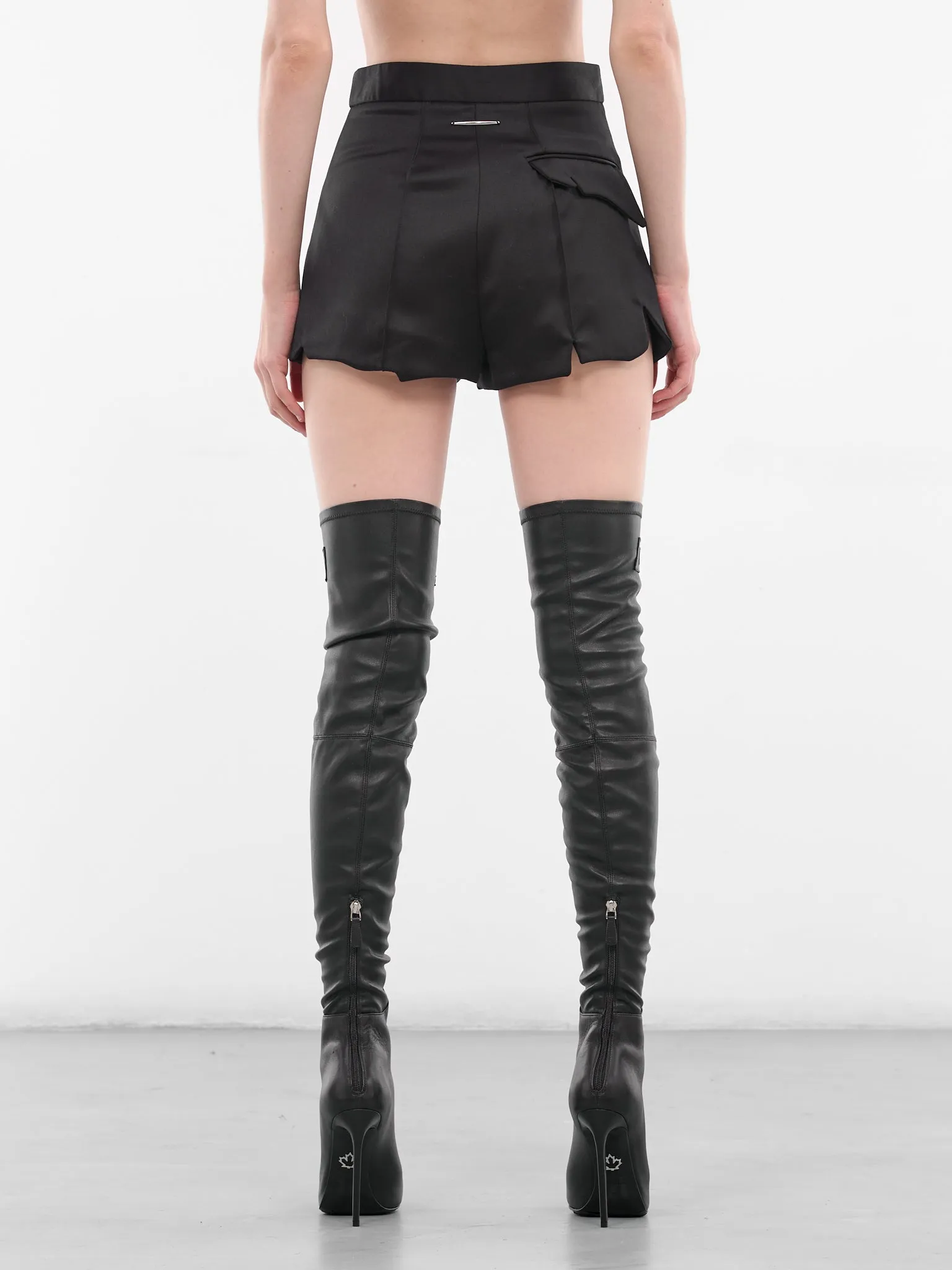 Black Gingko Wool Mini Shorts (G2101-BLACK) sold by lorenzo product image thumbnail 3