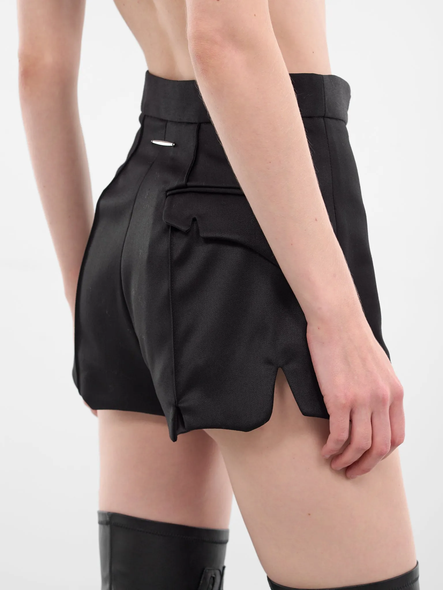 Black Gingko Wool Mini Shorts (G2101-BLACK) sold by lorenzo product image thumbnail 5