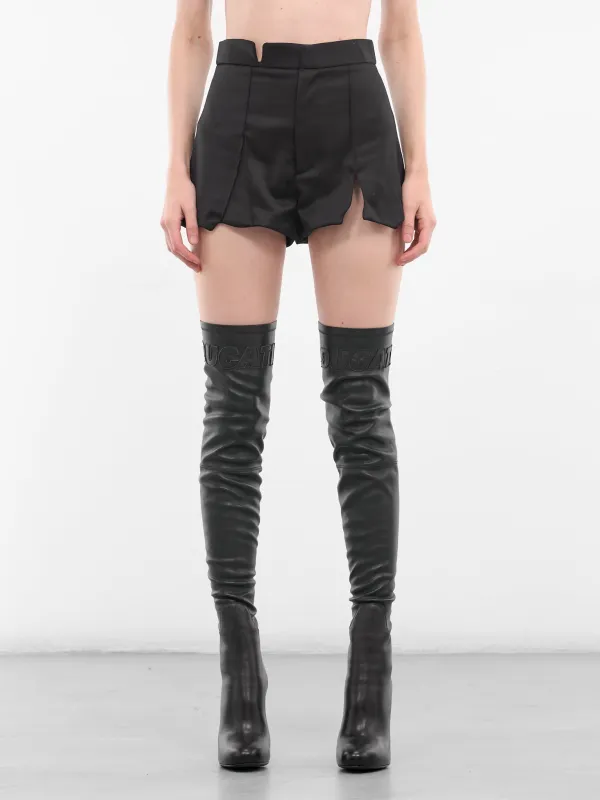 Black Gingko Wool Mini Shorts (G2101-BLACK) sold by lorenzo